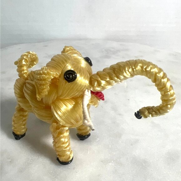 Vtg Braided Plastic Elephant Figurine MCM Kitsch Animal 1950s Novelty Craft - Picture 2 of 6